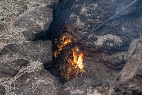 Vorführung vulkanischer Aktivitäten im Timanfaya Nationalpark